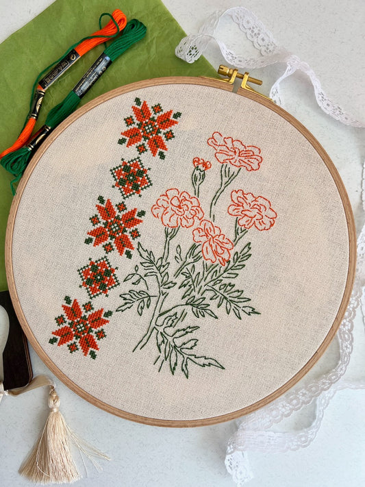 Marigold ornament - cross stitch pattern