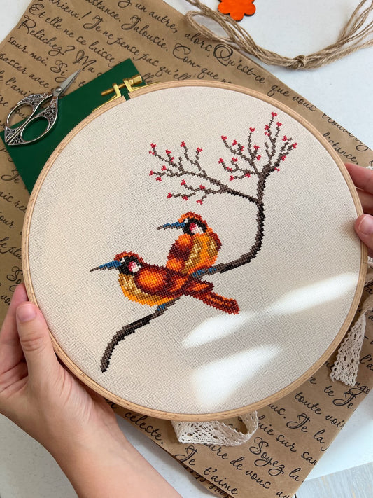 Couple of Chinese birds - cross stitch pattern