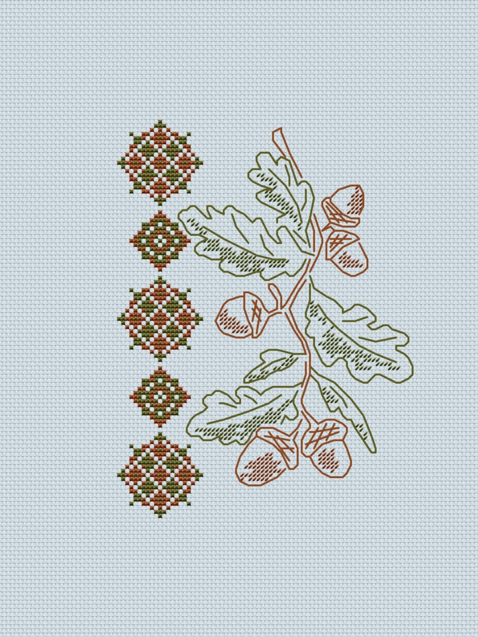 Acorn and Ornament - cross stitch pattern