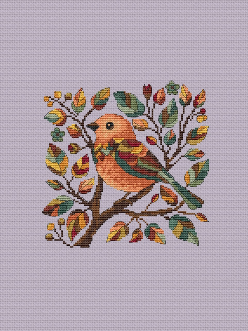 Autumn bird - cross stitch pattern