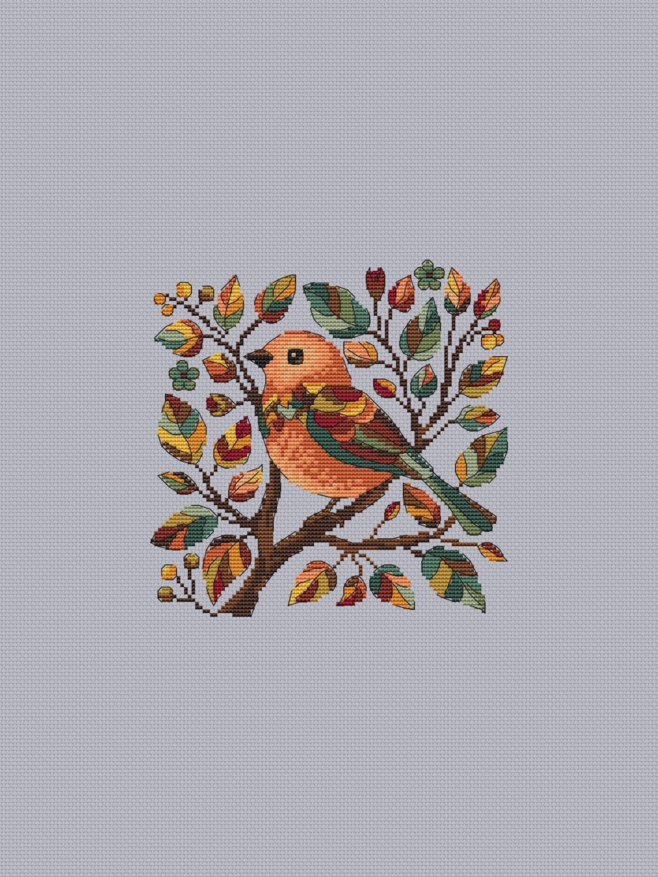 Autumn bird - cross stitch pattern