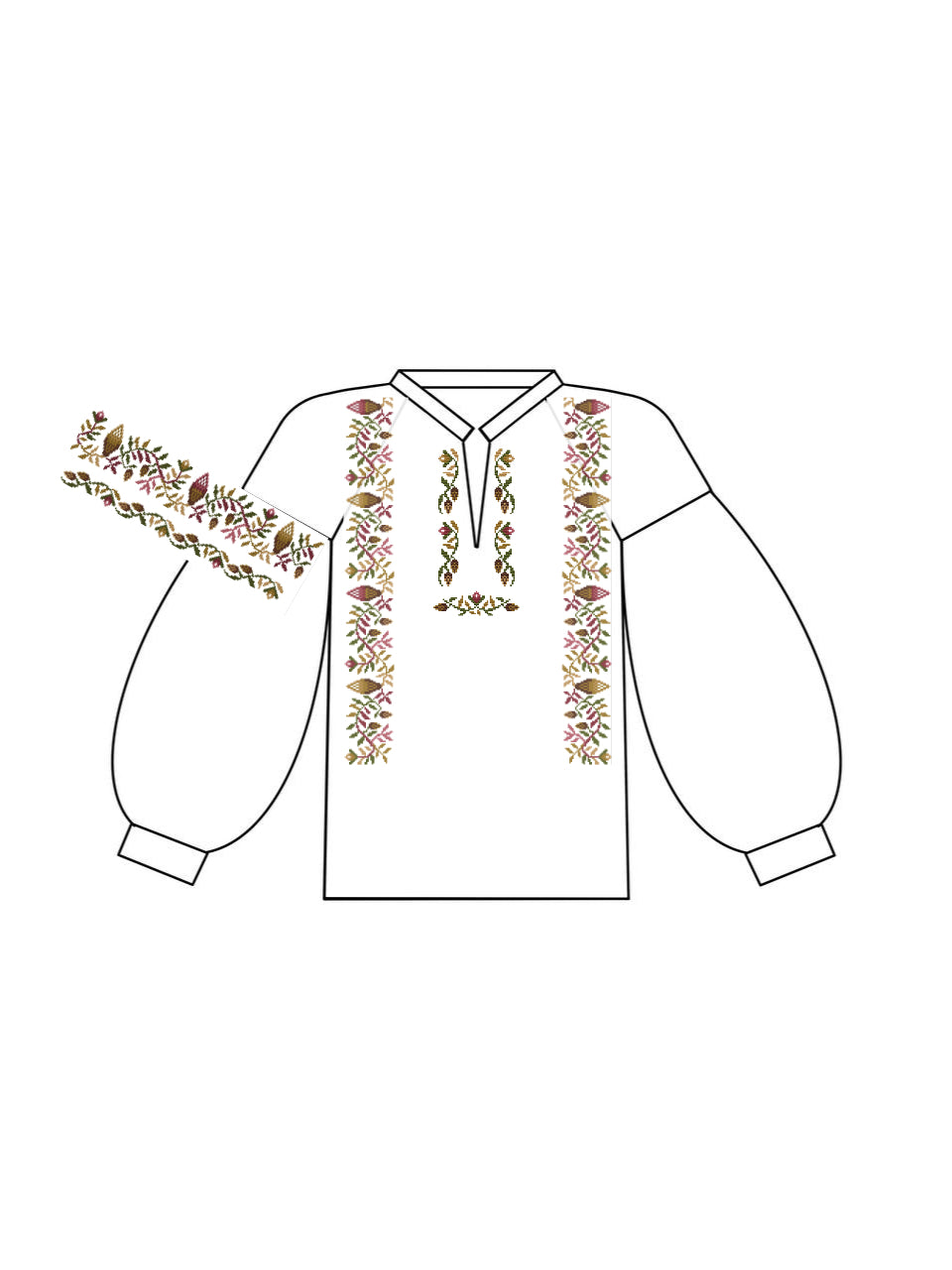 Pin cone ornament for shirt - cross stitch pattern PDF