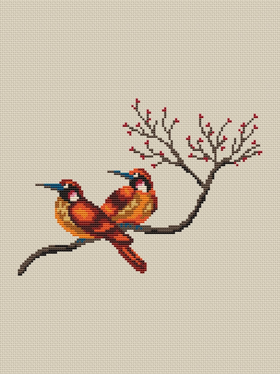 Couple of Chinese birds - cross stitch pattern