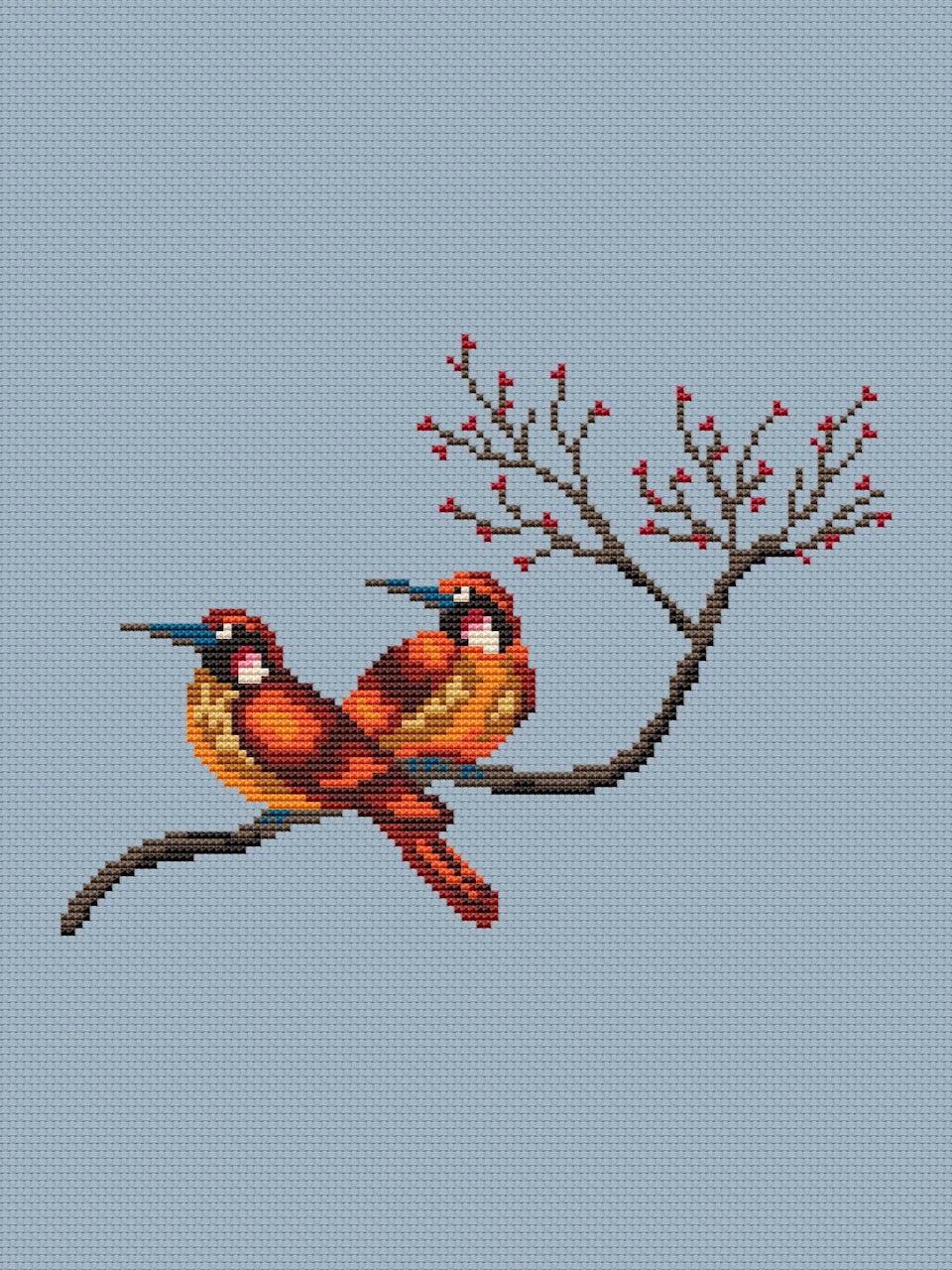 Couple of Chinese birds - cross stitch pattern