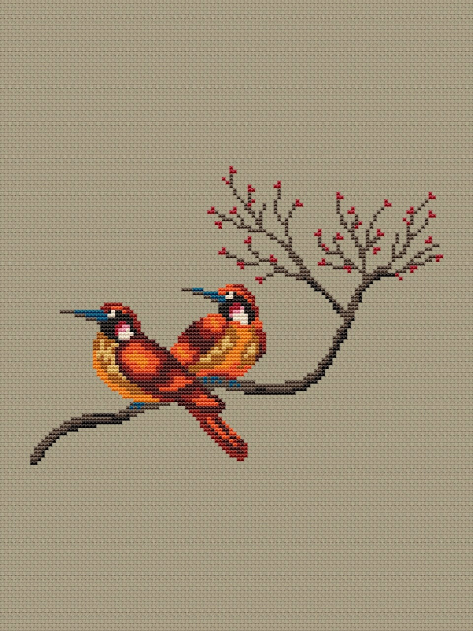 Couple of Chinese birds - cross stitch pattern