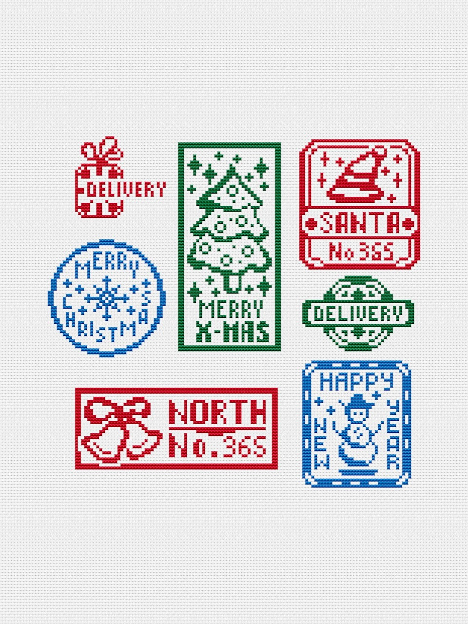 Christmas Stamp - cross stitch pattern