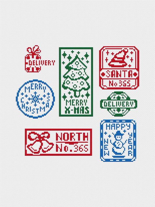 Christmas Stamp - cross stitch pattern