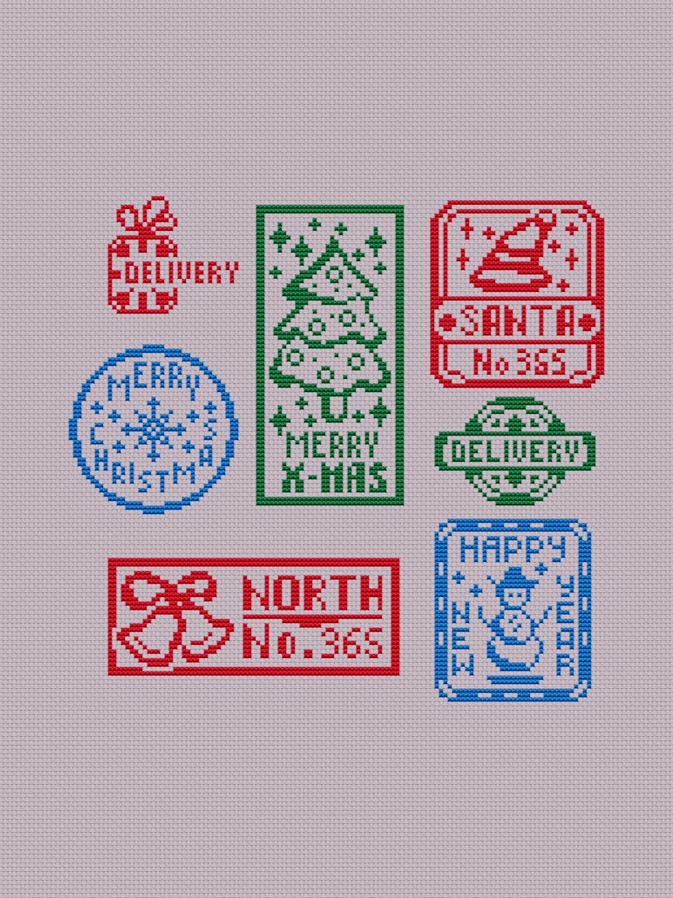 Christmas Stamp - cross stitch pattern