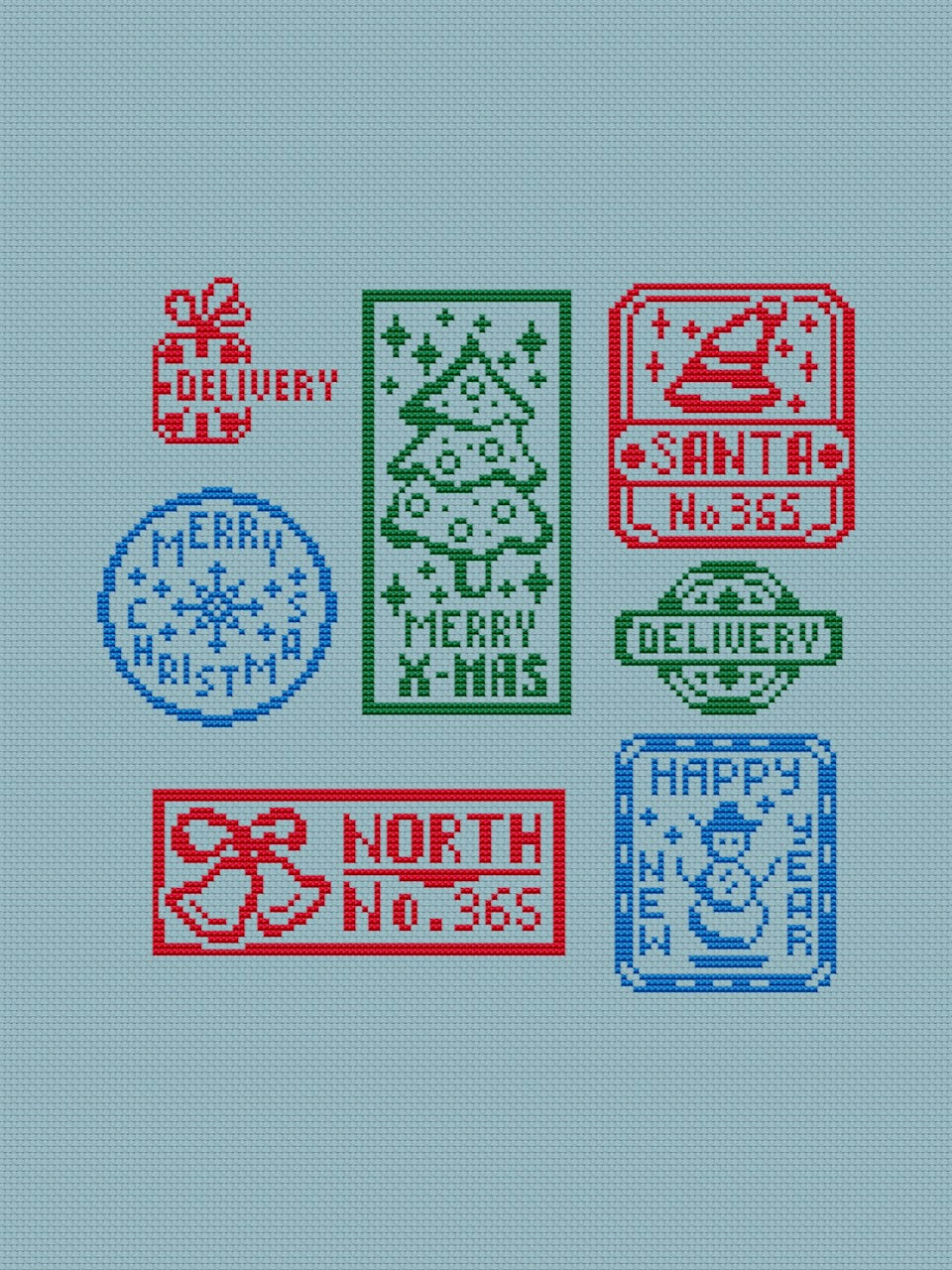 Christmas Stamp - cross stitch pattern