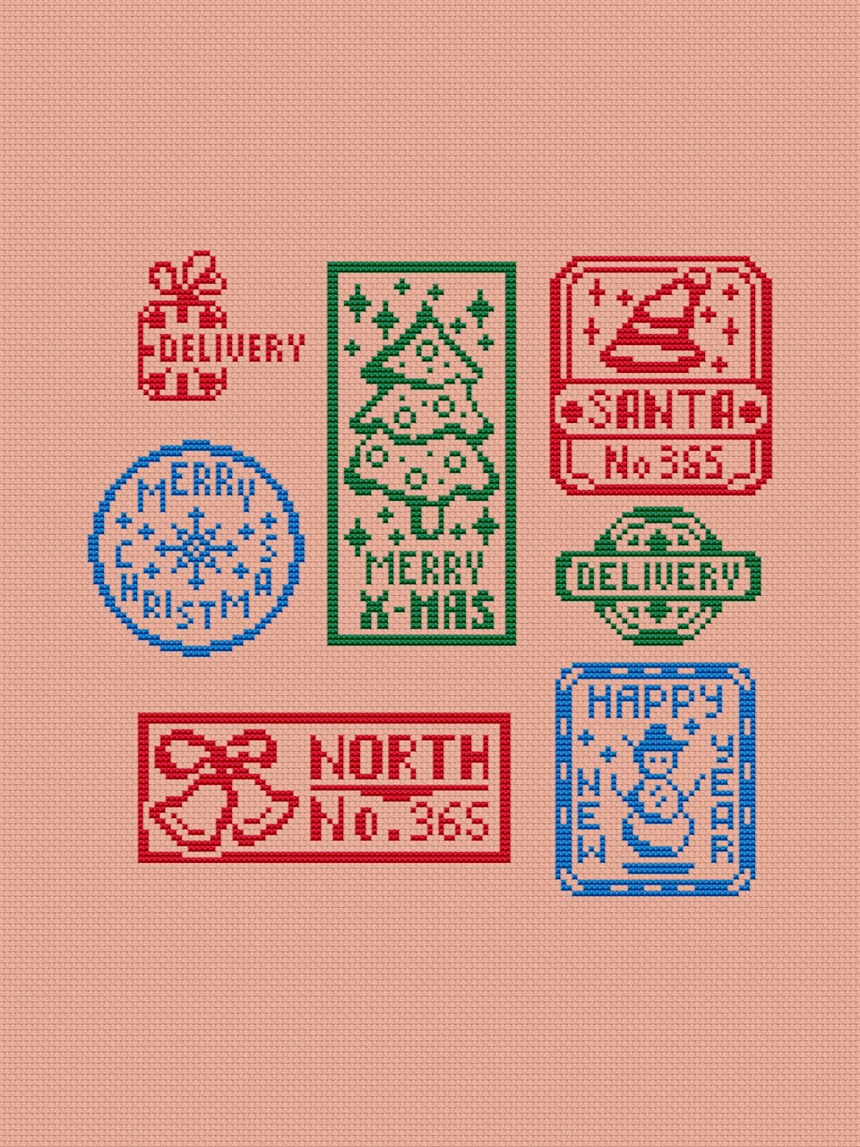 Christmas Stamp - cross stitch pattern