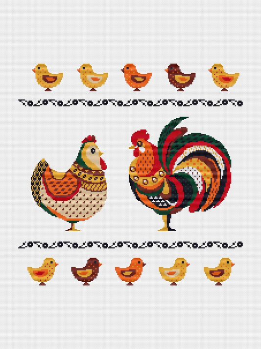 rooster cross stitch pattern