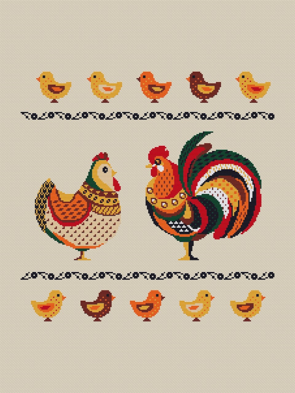 farm birds cross stitch