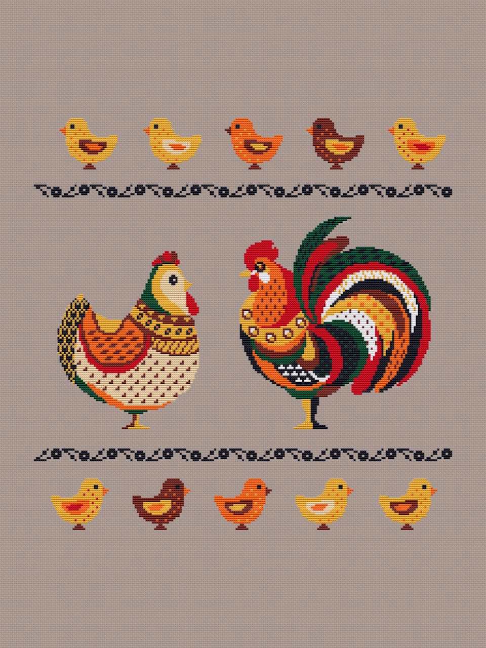 folk bird cross stitch