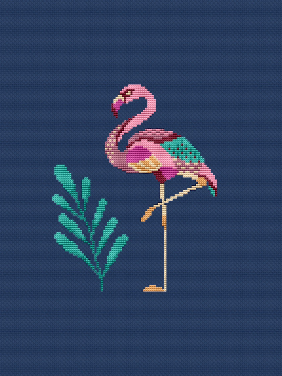 Flamingo cross stitch 