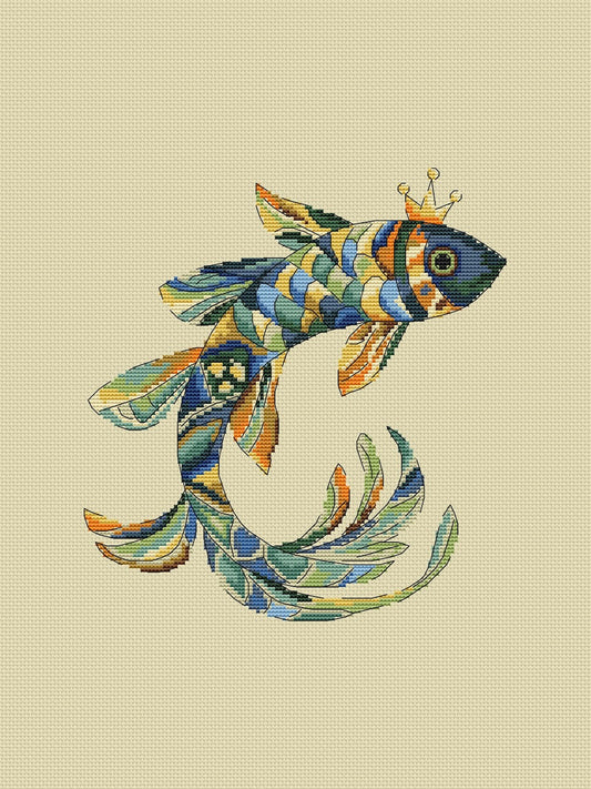 gold fish cross stitch pattern