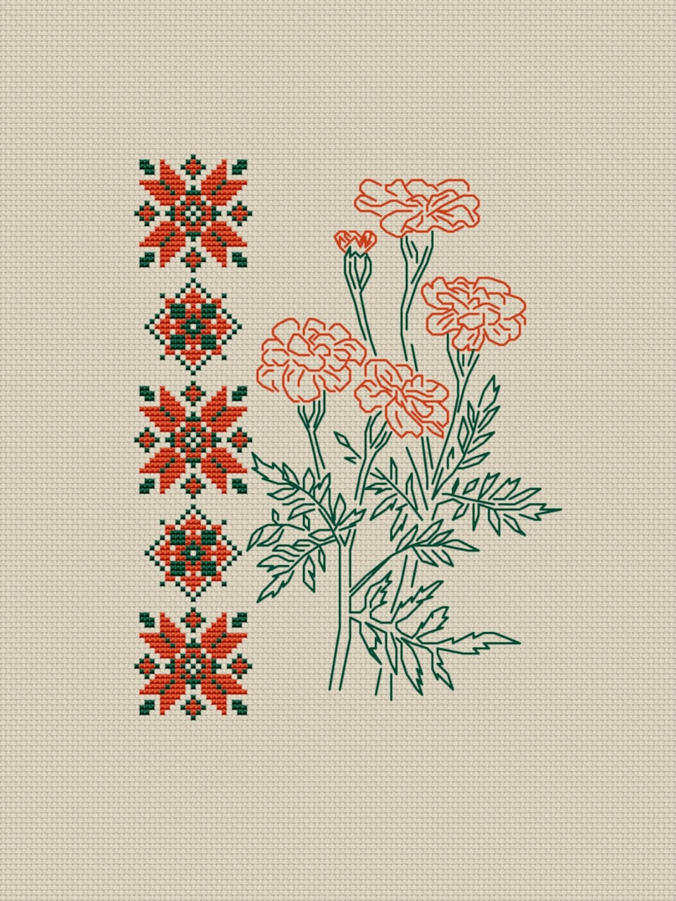 Marigold PDF cross stitch pattern
