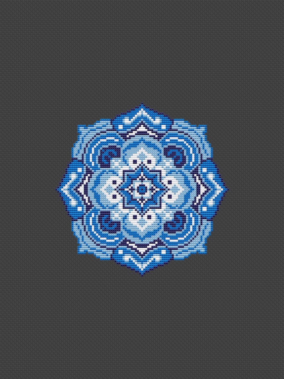 mandala blue cross stitch pattern-4