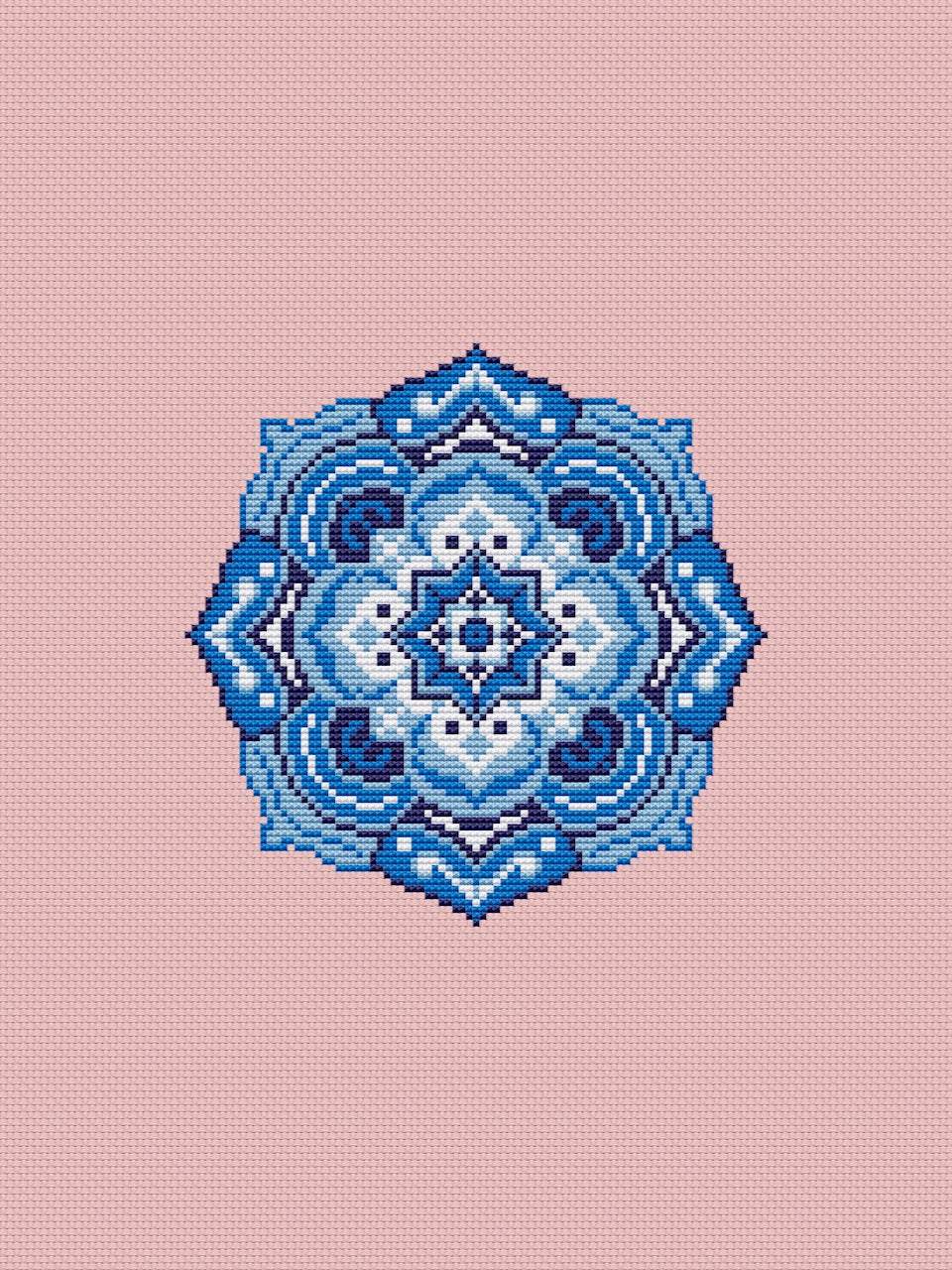 mandala blue cross stitch pattern-3