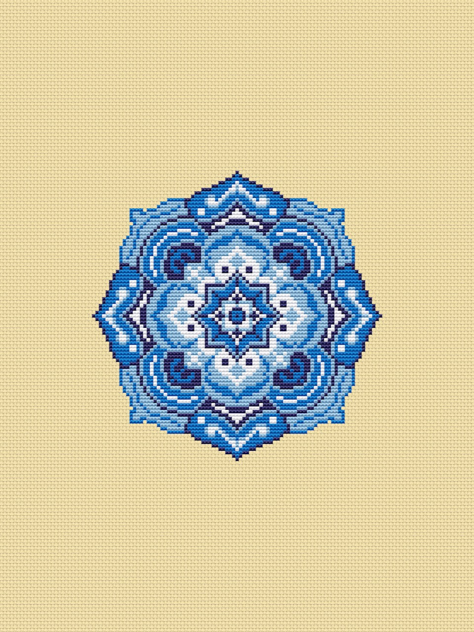 mandala blue cross stitch pattern-2