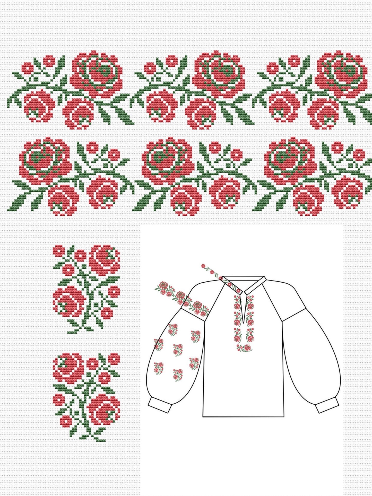 Embroidery for clothing - cross stitch pattern