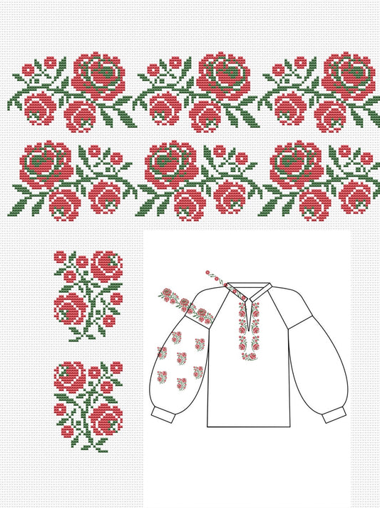 Embroidery for clothing - cross stitch pattern