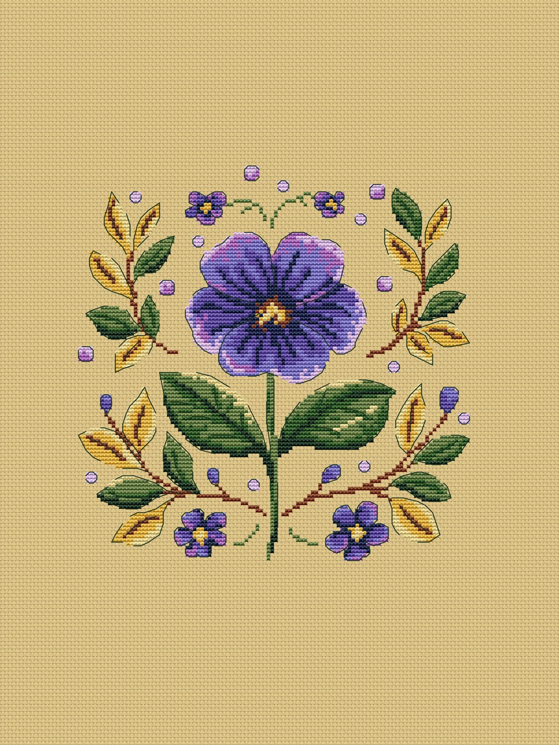 violet modern cross stitch chart