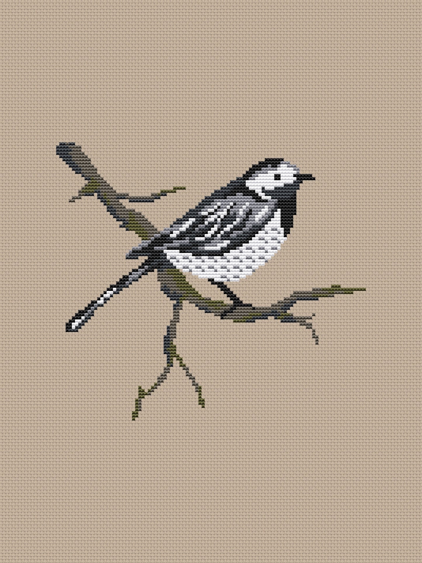 White Wagtail Cross Stitch Pattern