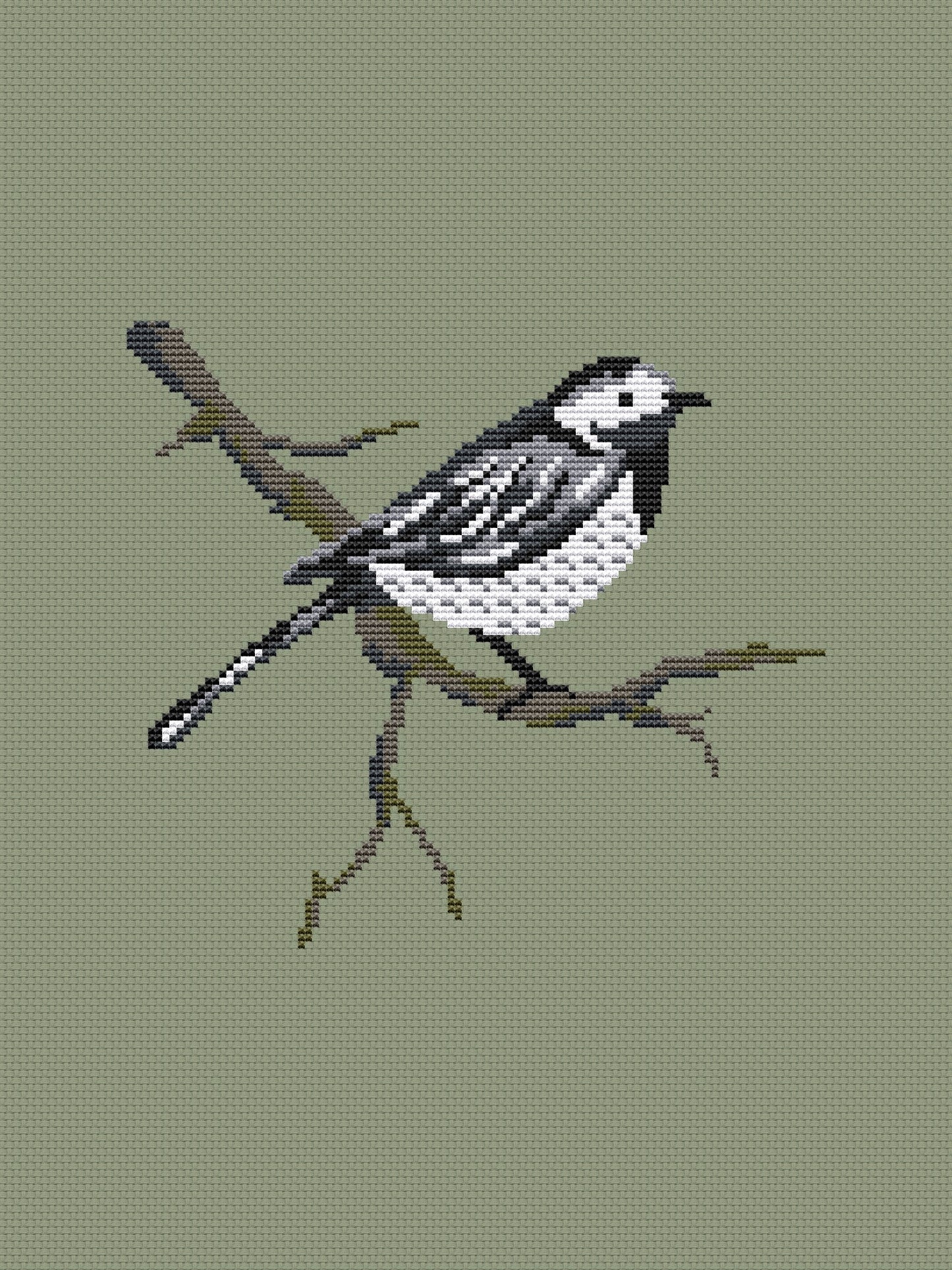 White Wagtail Cross Stitch Pattern
