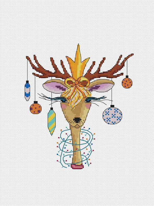 Christmas deer cross stitch pattern