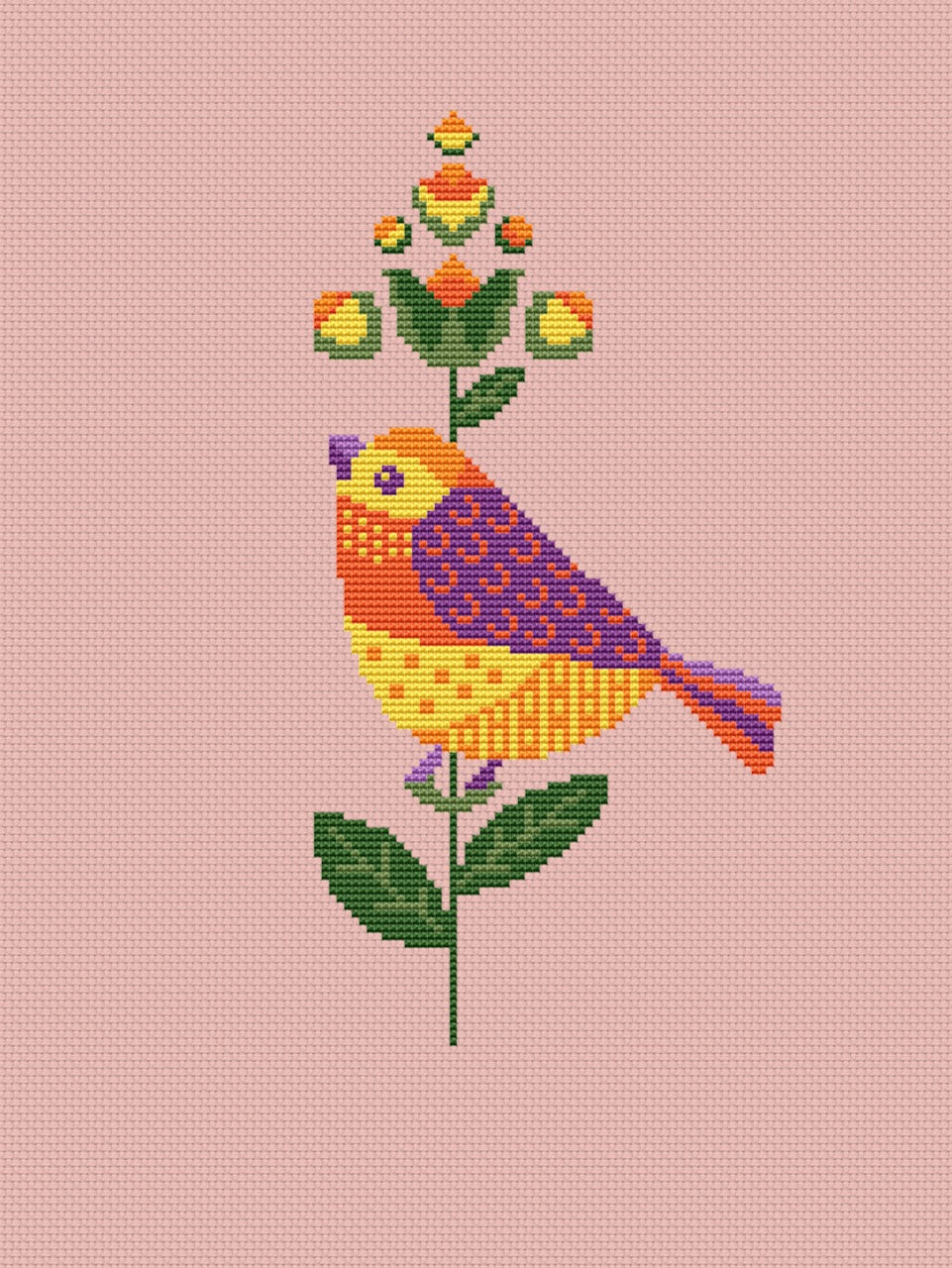 Cute Bird Molly - cross stitch pattern