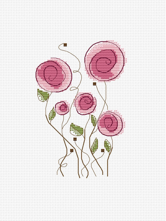 Pink Flowers cross stitch pattern