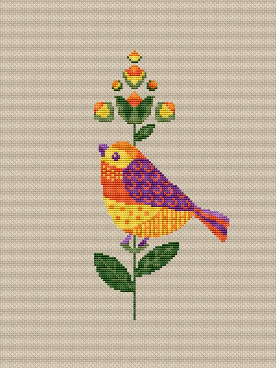 Birds cross outlet stitch