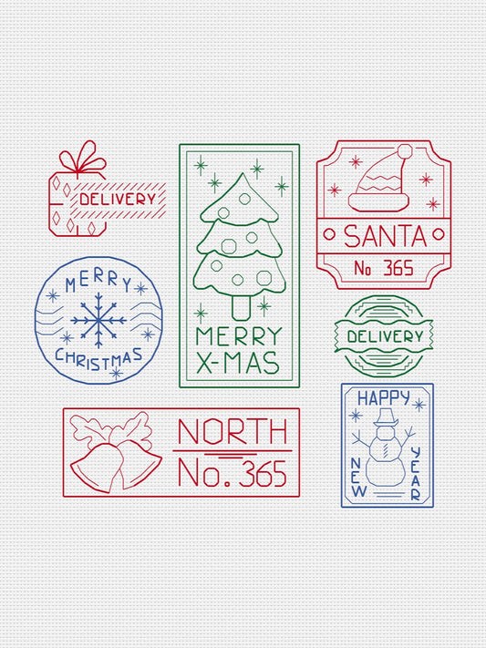 Christmas stamps embroidery