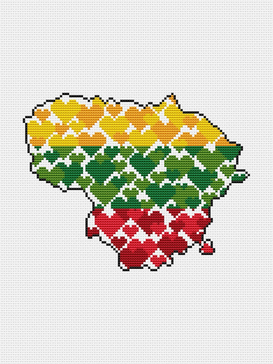 Lithuanian flag cross stitch pattern