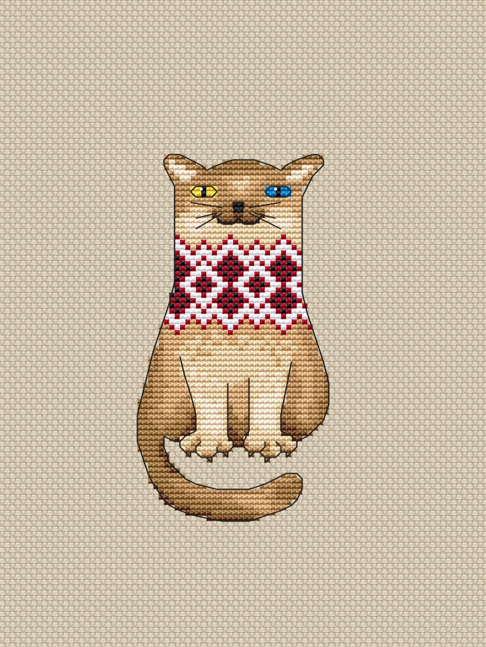 Ukrainian cat cross stitch pattern