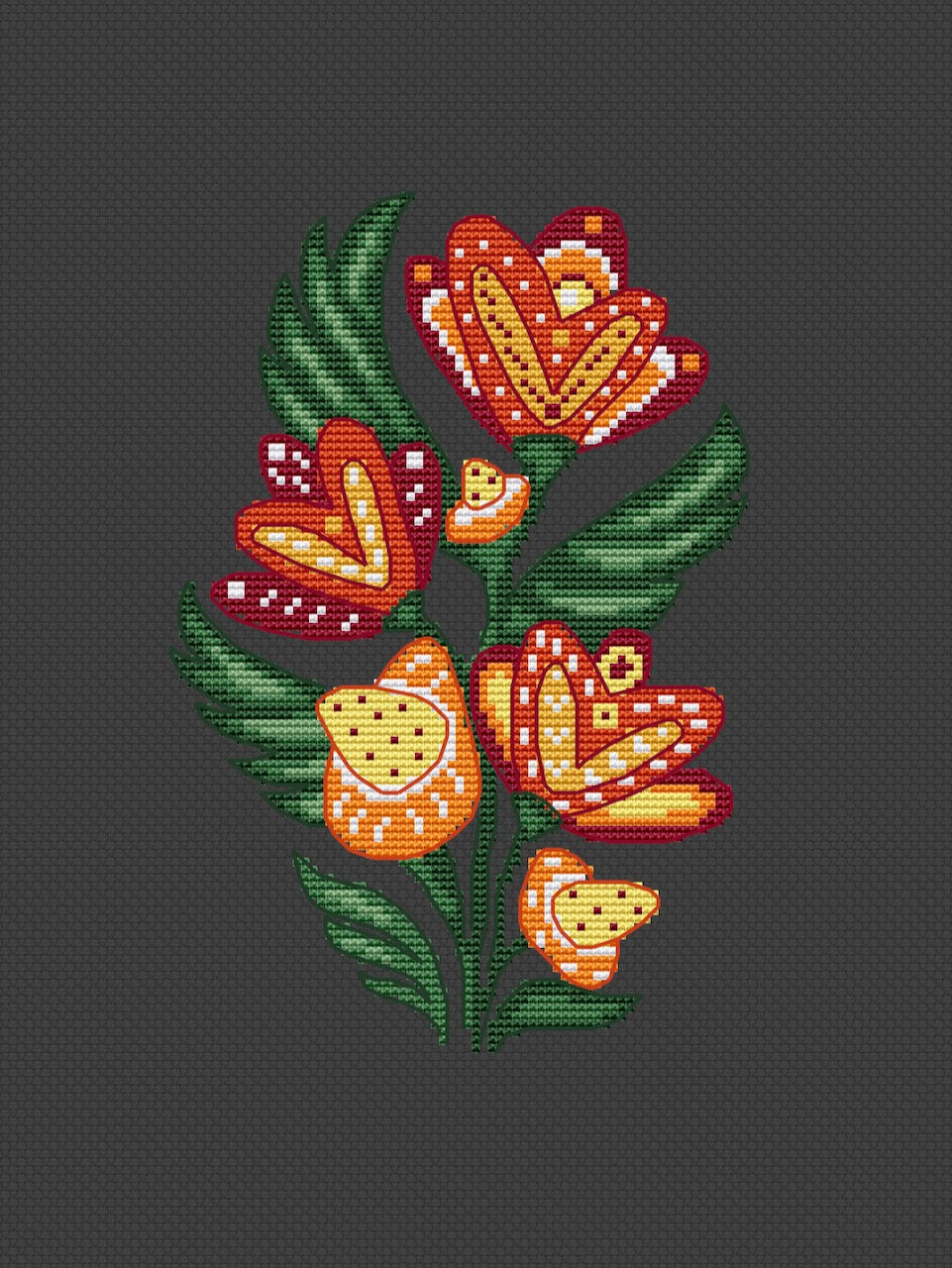Red Flowers cross stitch pattern-3