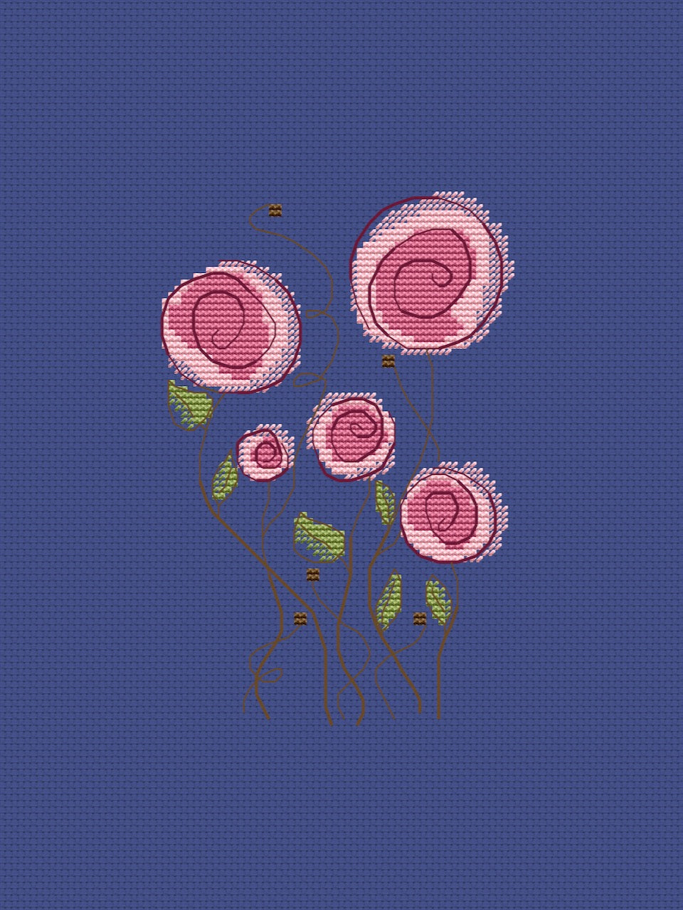 Pink Flowers cross stitch pattern-2