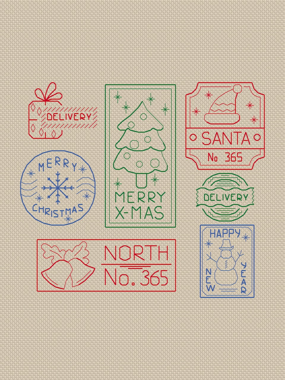 Christmas stamps embroidery-2