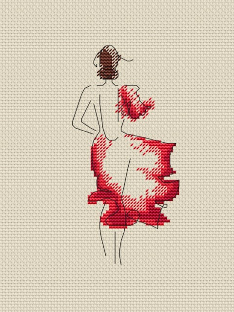 Lady in Red cross stitch pattern-2