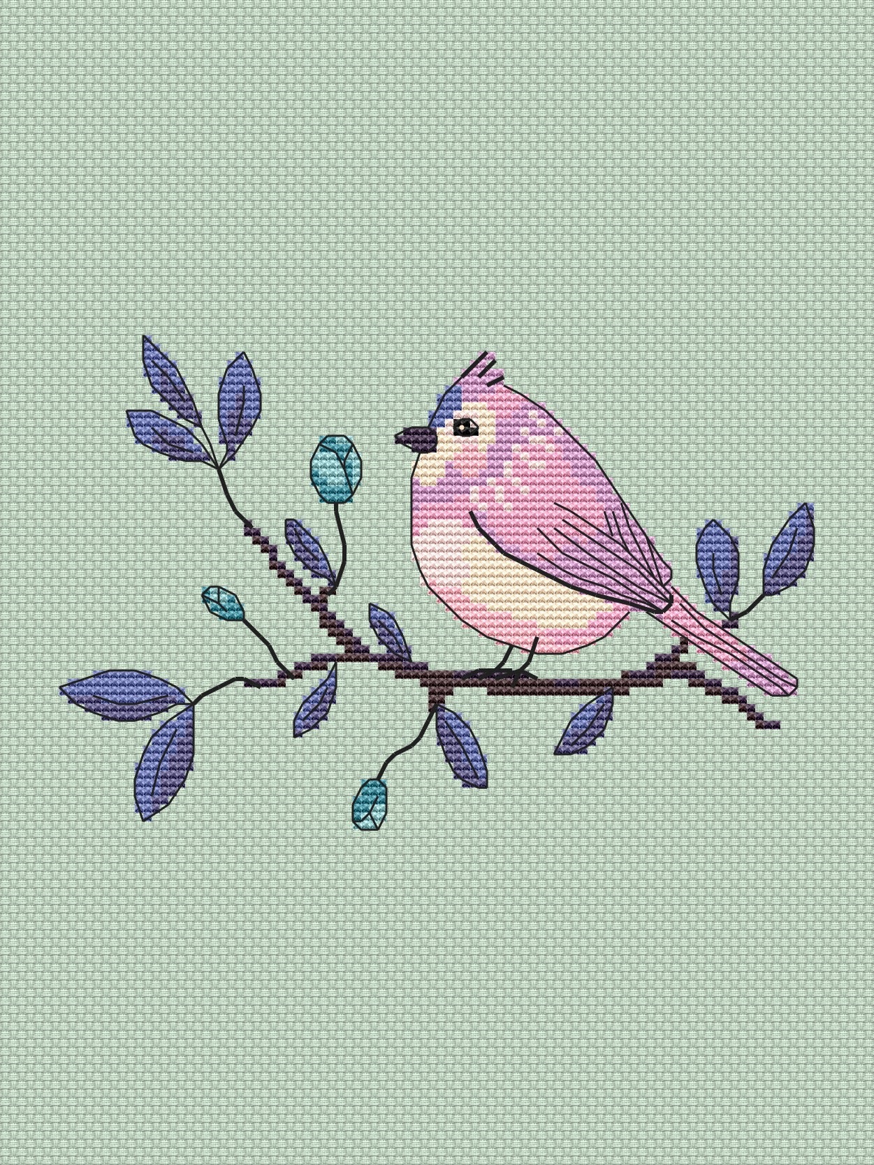 free cross stitch pattern cute spring bird