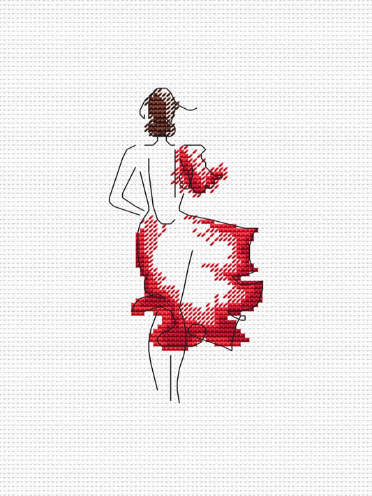 Lady in Red cross stitch pattern