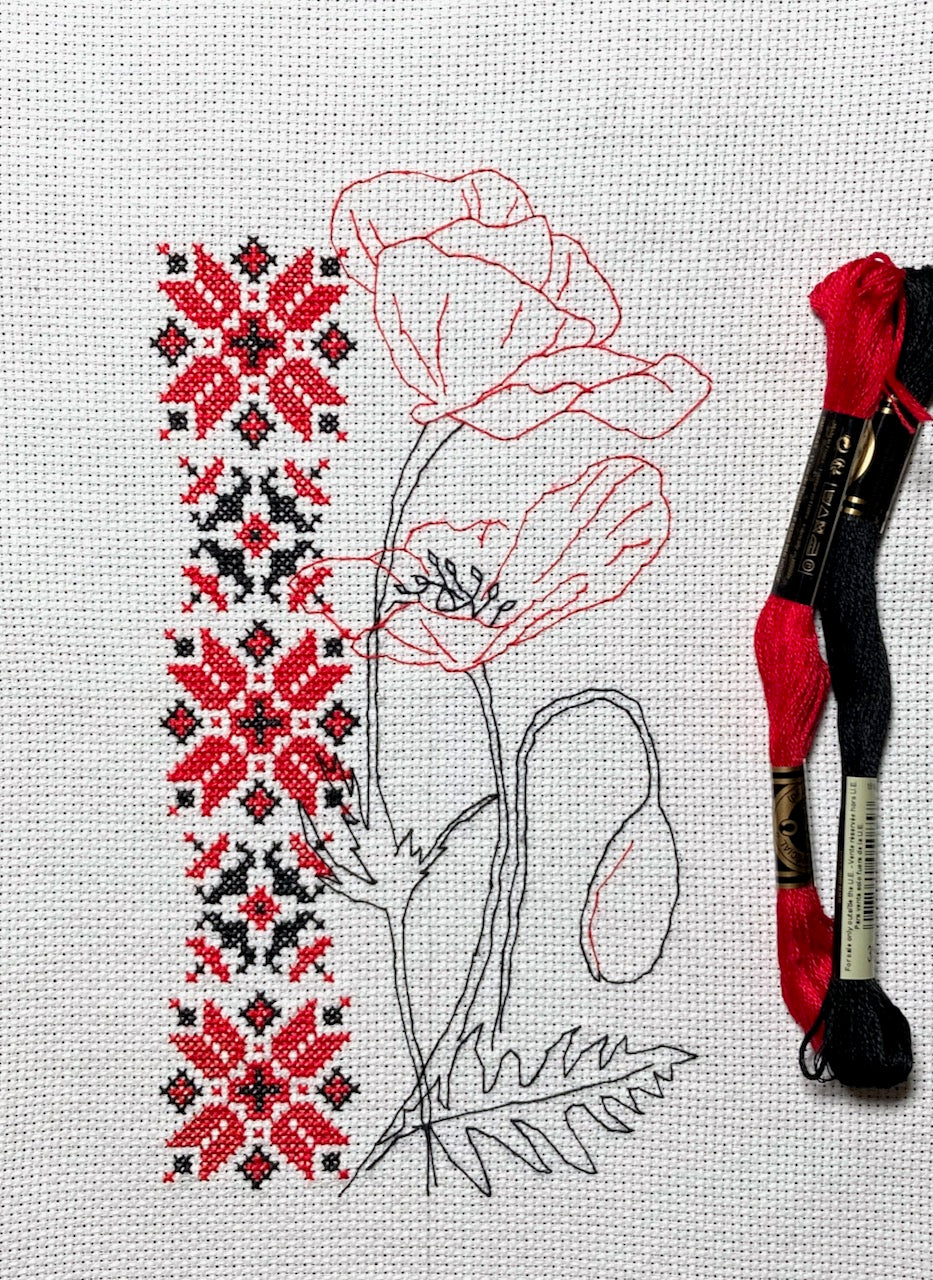 Poppies of Ukraine cross stitch pattern – Kate Stitch Land