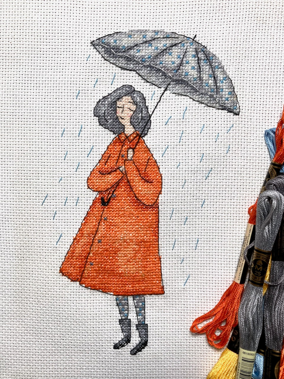 girl with an umbrella cross stitch pattern-3