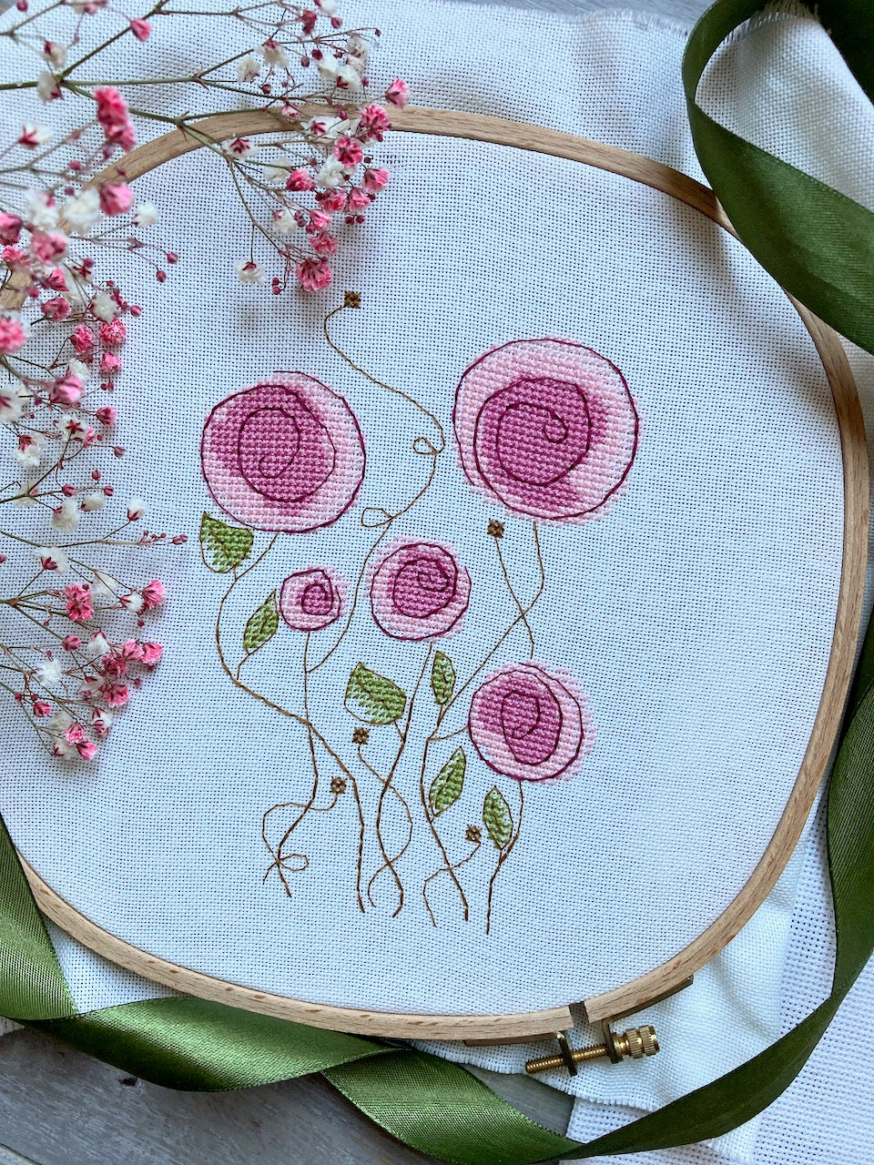 small Pink Flowers cross stitch pattern