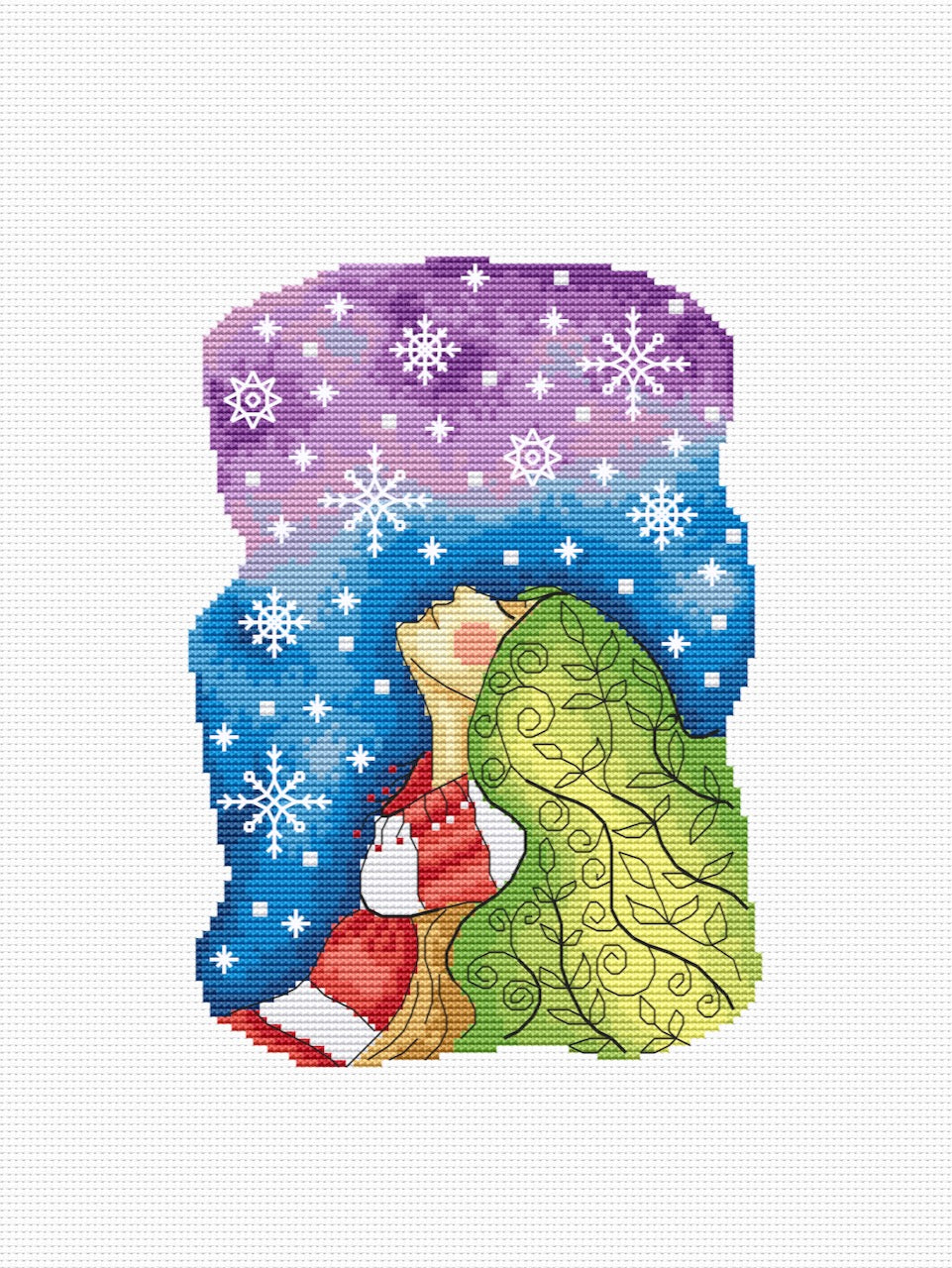 Winter girl cross stitch pattern